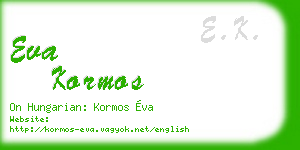 eva kormos business card